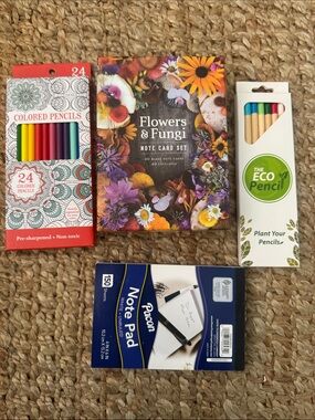 Eco colored pencils note pad mushroom stationary bundle